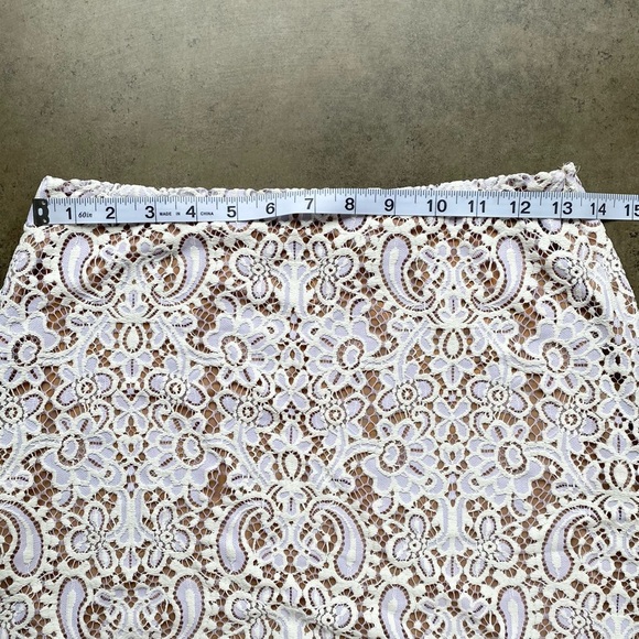 - 𝅺For Love and Lemons Vika White Lace Skirt with Nude Lining - Picture 10 of 12